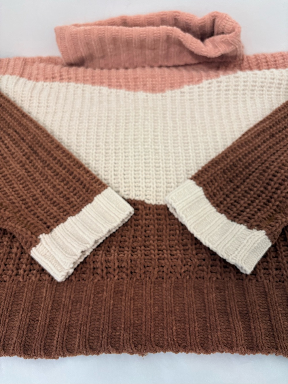 POL High Up in the Sky Knit Oversized Sweater Sz L Colorblock EUC - Picture 9 of 12